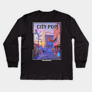 City Pop Vaporwave Aesthetic Kids Long Sleeve T-Shirt